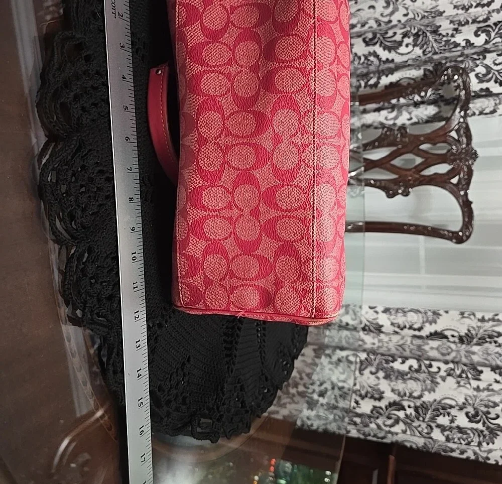 Coach Pink and White Signature Stripe Doctor Bag